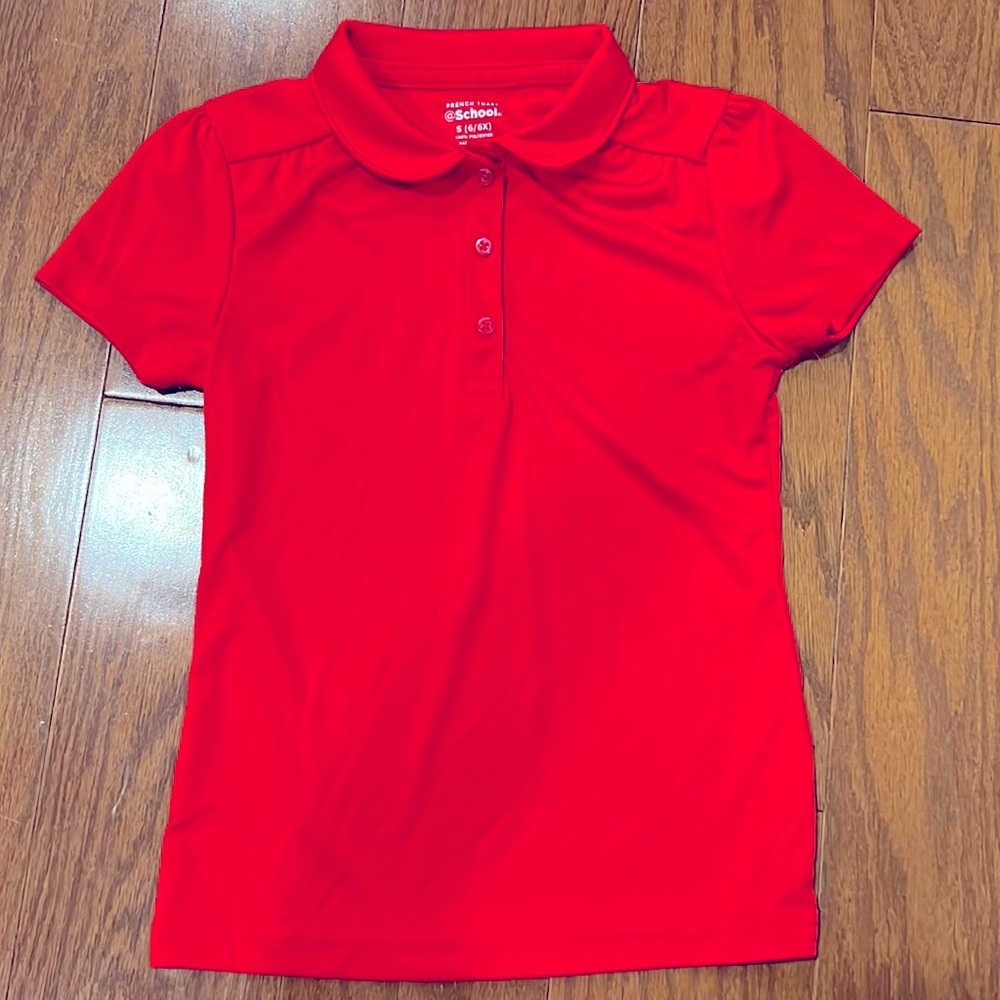 French Toast School Small 6/6X. Red & White Polo Shirts